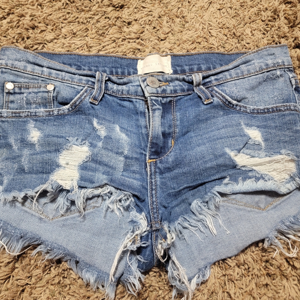 Distressed Blue Denim Shorts